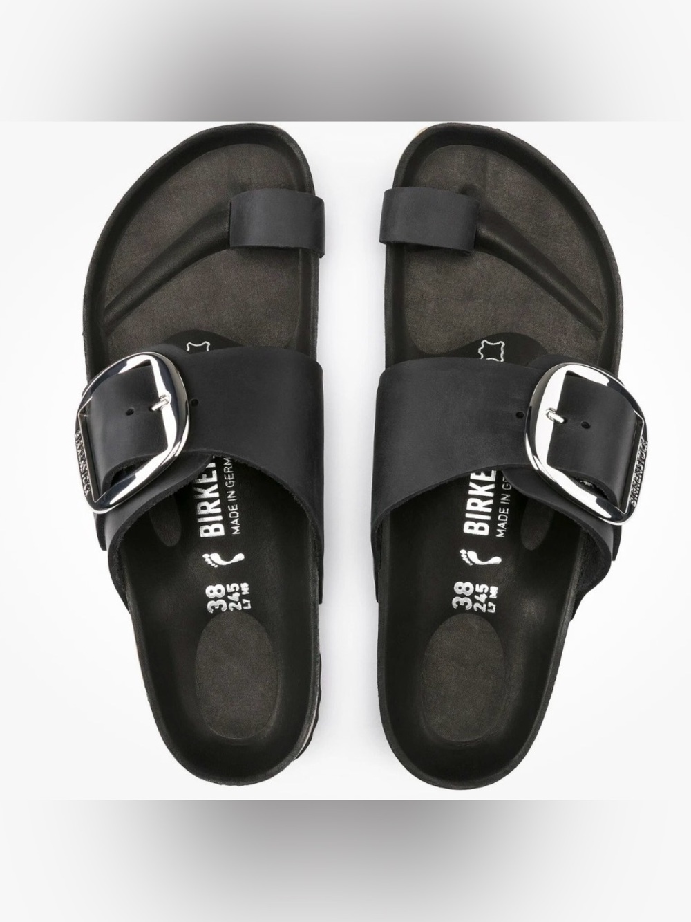 Birkenstock MIRAMAR Big Buckle Sandals in Black size 38